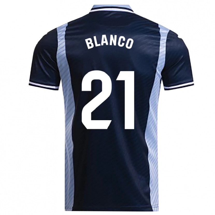Danxen Bambino Maglia Víctor Blanco #21 Blu Scuro Azzurro Kit Gara Away 2025/26 Maglietta