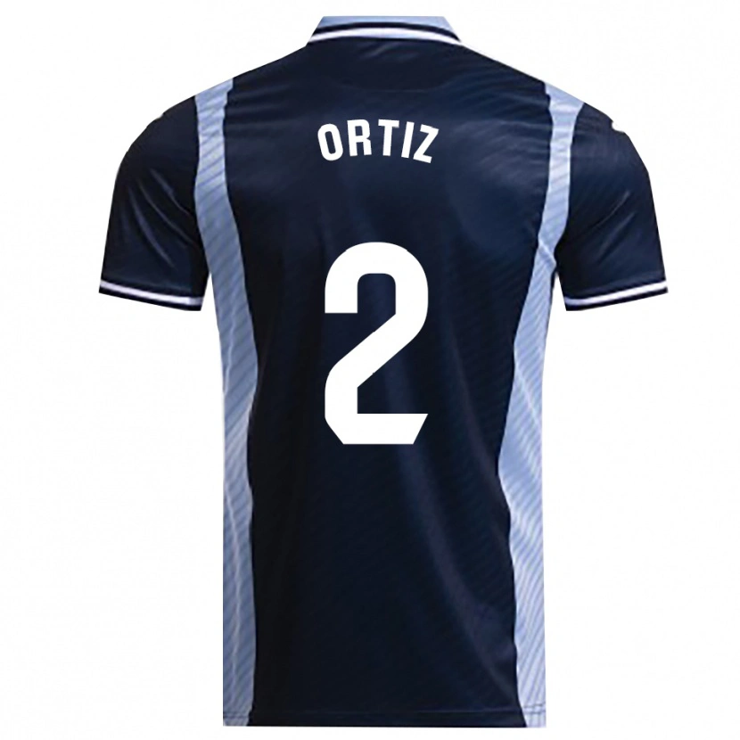 Danxen Bambino Maglia Pedro Ortiz #2 Blu Scuro Azzurro Kit Gara Away 2025/26 Maglietta