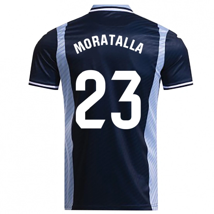Danxen Bambino Maglia Gonzalo Moratalla #23 Blu Scuro Azzurro Kit Gara Away 2025/26 Maglietta