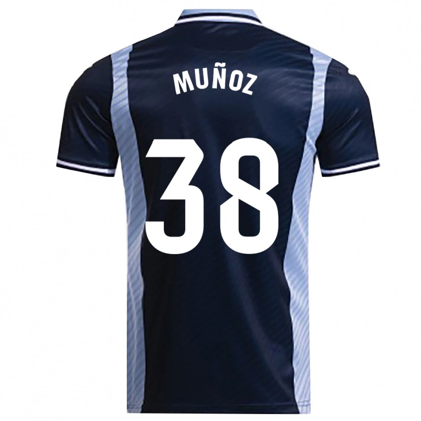 Danxen Bambino Maglia Pablo Muñoz #38 Blu Scuro Azzurro Kit Gara Away 2025/26 Maglietta