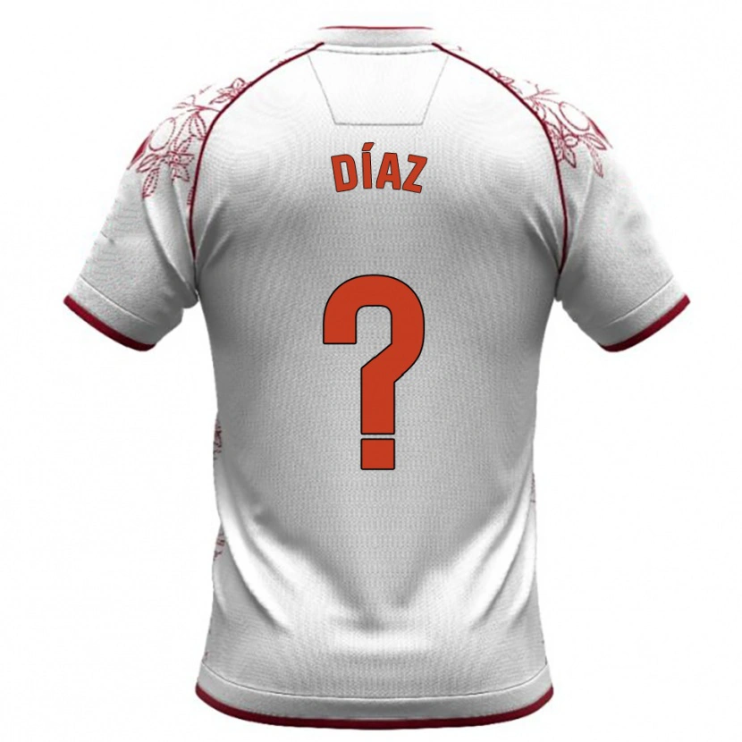 Danxen Bambino Maglia Josep Díaz #0 Bianco Borgogna Kit Gara Away 2025/26 Maglietta