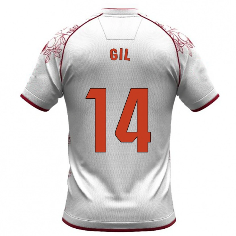 Danxen Bambino Maglia Óscar Gil #14 Bianco Borgogna Kit Gara Away 2025/26 Maglietta