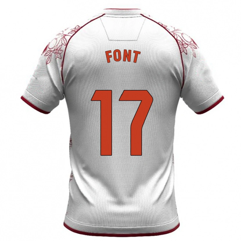 Danxen Bambino Maglia Nico Font #17 Bianco Borgogna Kit Gara Away 2025/26 Maglietta