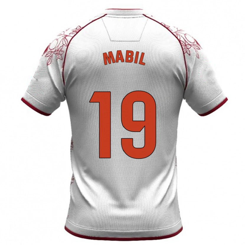 Danxen Bambino Maglia Awer Mabil #19 Bianco Borgogna Kit Gara Away 2025/26 Maglietta