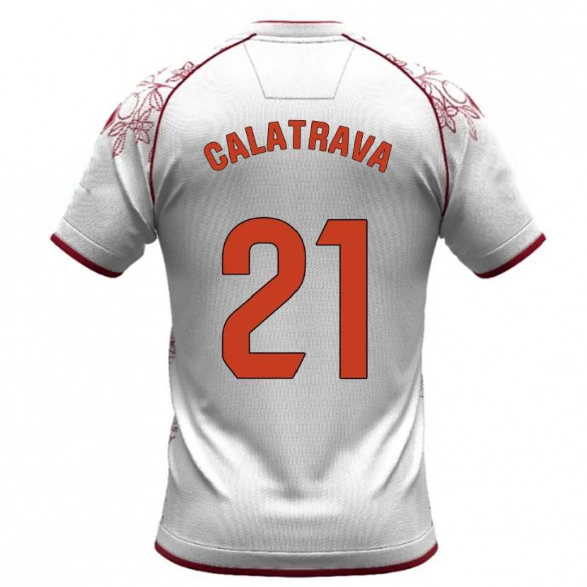 Danxen Bambino Maglia Álex Calatrava #21 Bianco Borgogna Kit Gara Away 2025/26 Maglietta