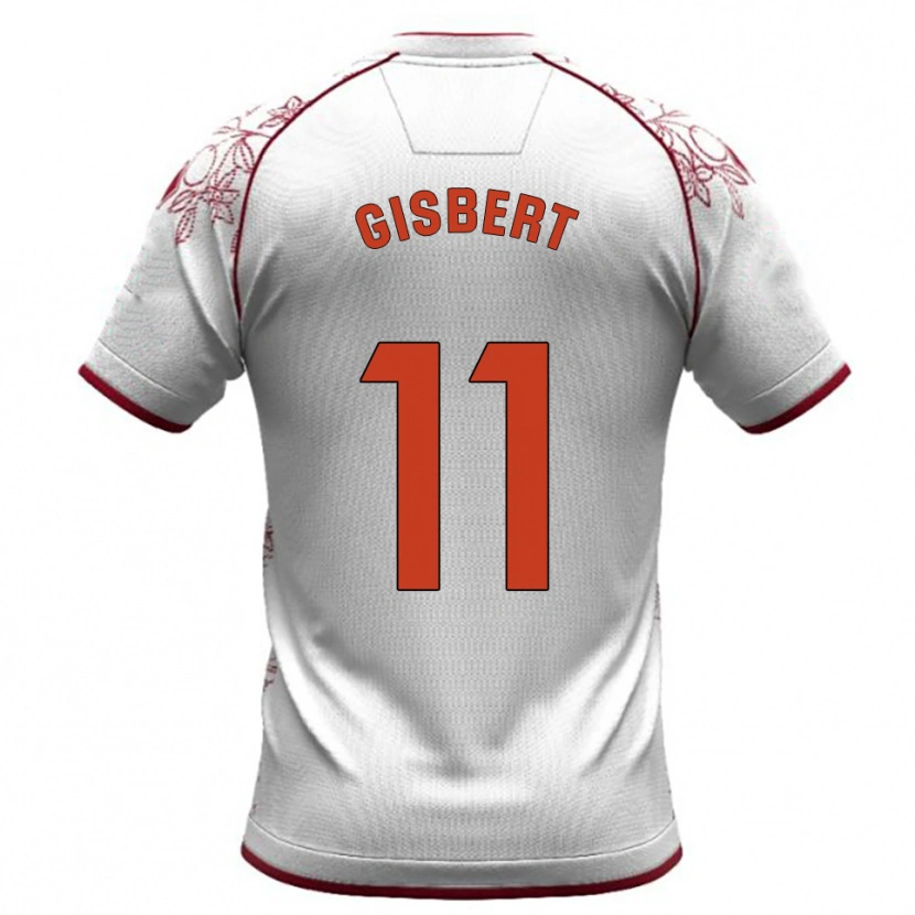 Danxen Bambino Maglia Enric Gisbert #11 Bianco Borgogna Kit Gara Away 2025/26 Maglietta