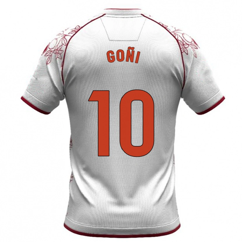 Danxen Bambino Maglia Hugo Goñi #10 Bianco Borgogna Kit Gara Away 2025/26 Maglietta