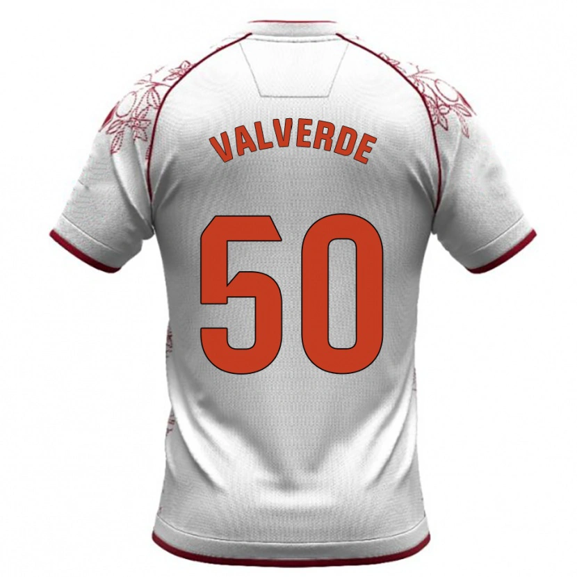 Danxen Bambino Maglia Jorge Valverde #50 Bianco Borgogna Kit Gara Away 2025/26 Maglietta