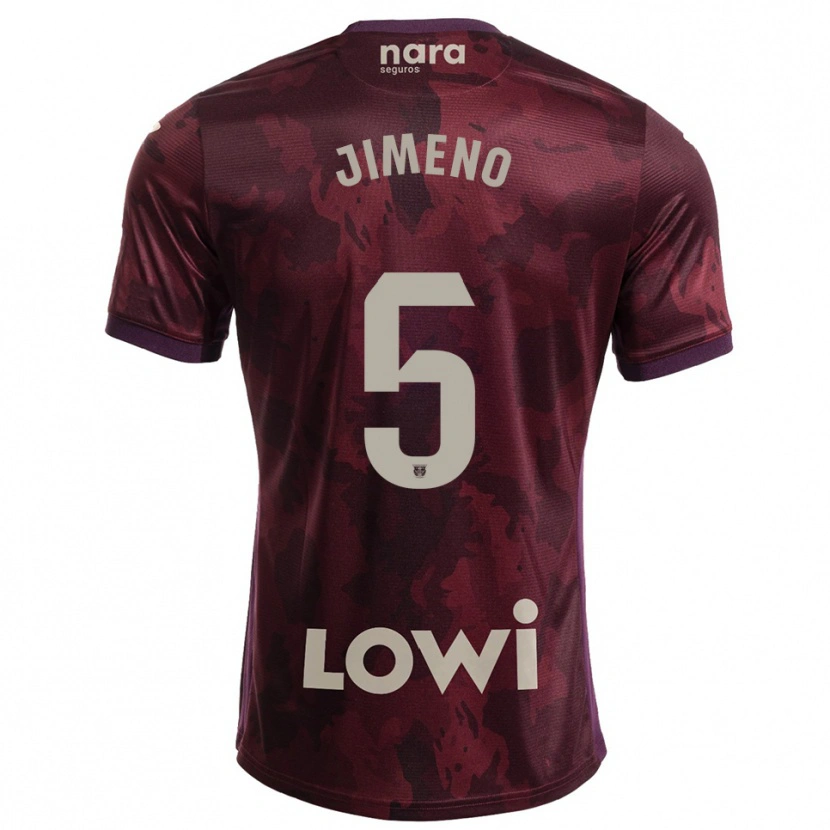 Danxen Bambino Maglia Luis Jimeno #5 Borgogna Bianco Kit Gara Away 2025/26 Maglietta