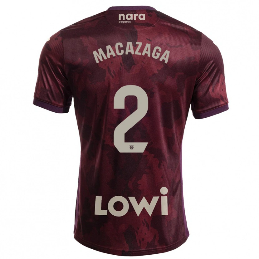 Danxen Bambino Maglia Lucas Macazaga #2 Borgogna Bianco Kit Gara Away 2025/26 Maglietta