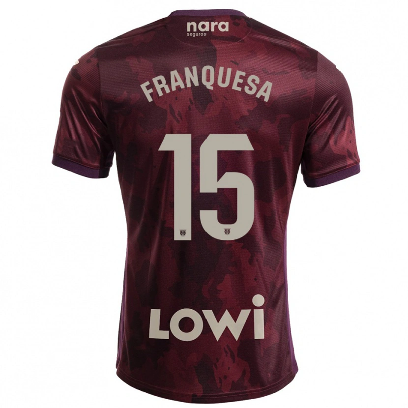 Danxen Bambino Maglia Enric Franquesa #15 Borgogna Bianco Kit Gara Away 2025/26 Maglietta
