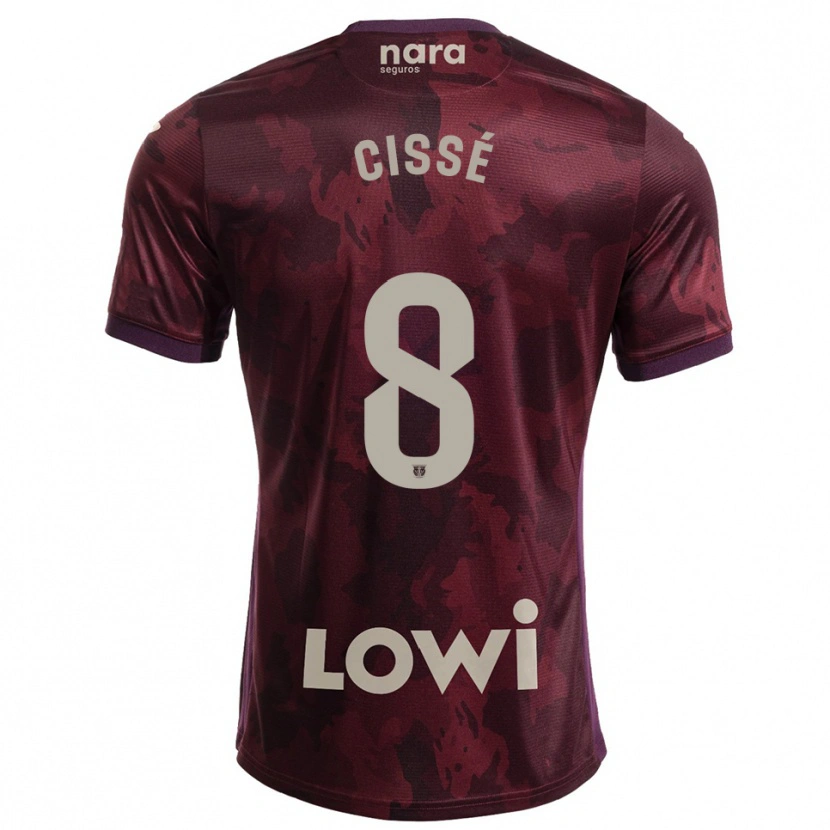 Danxen Bambino Maglia Seydouba Cissé #8 Borgogna Bianco Kit Gara Away 2025/26 Maglietta