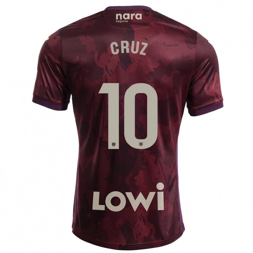 Danxen Bambino Maglia Juan Cruz #10 Borgogna Bianco Kit Gara Away 2025/26 Maglietta