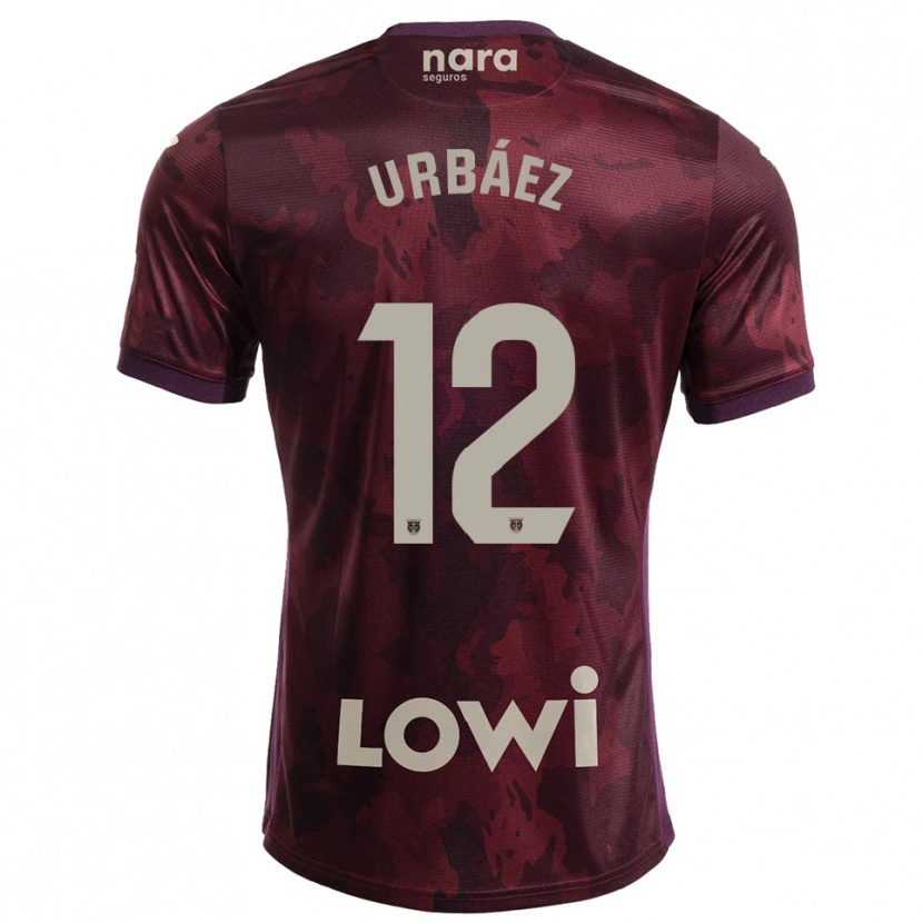 Danxen Bambino Maglia Joao Urbáez #12 Borgogna Bianco Kit Gara Away 2025/26 Maglietta