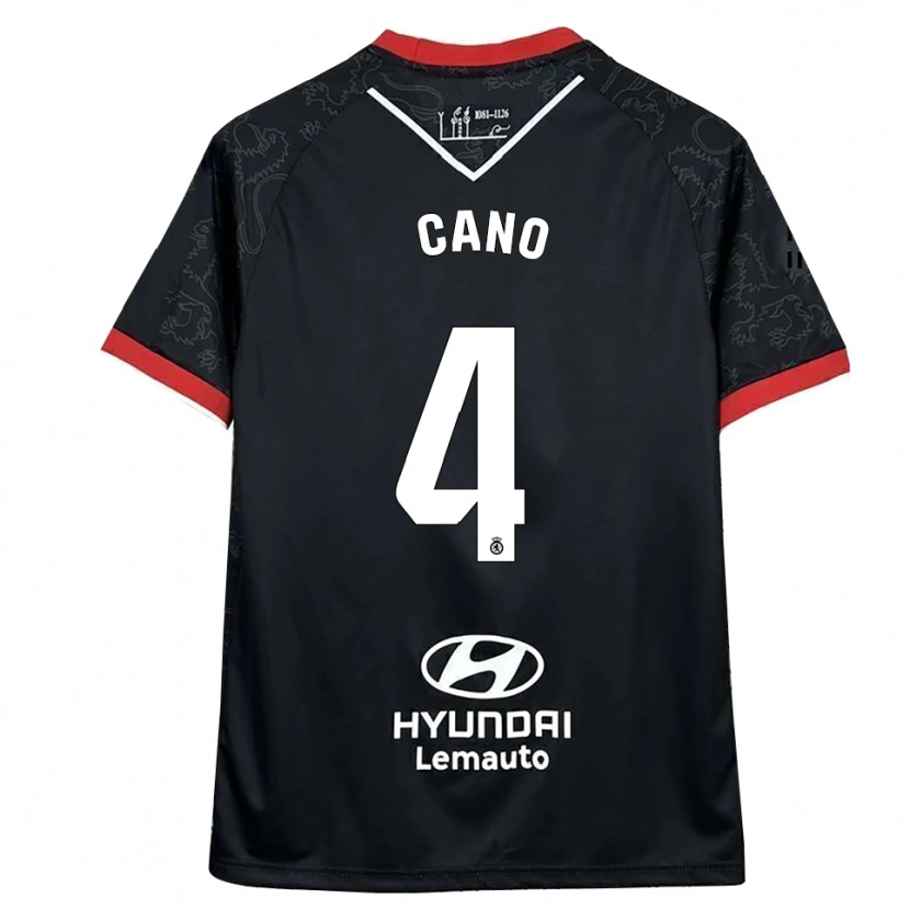 Danxen Bambino Maglia Marcos Cano #4 Nero Rosso Kit Gara Away 2025/26 Maglietta