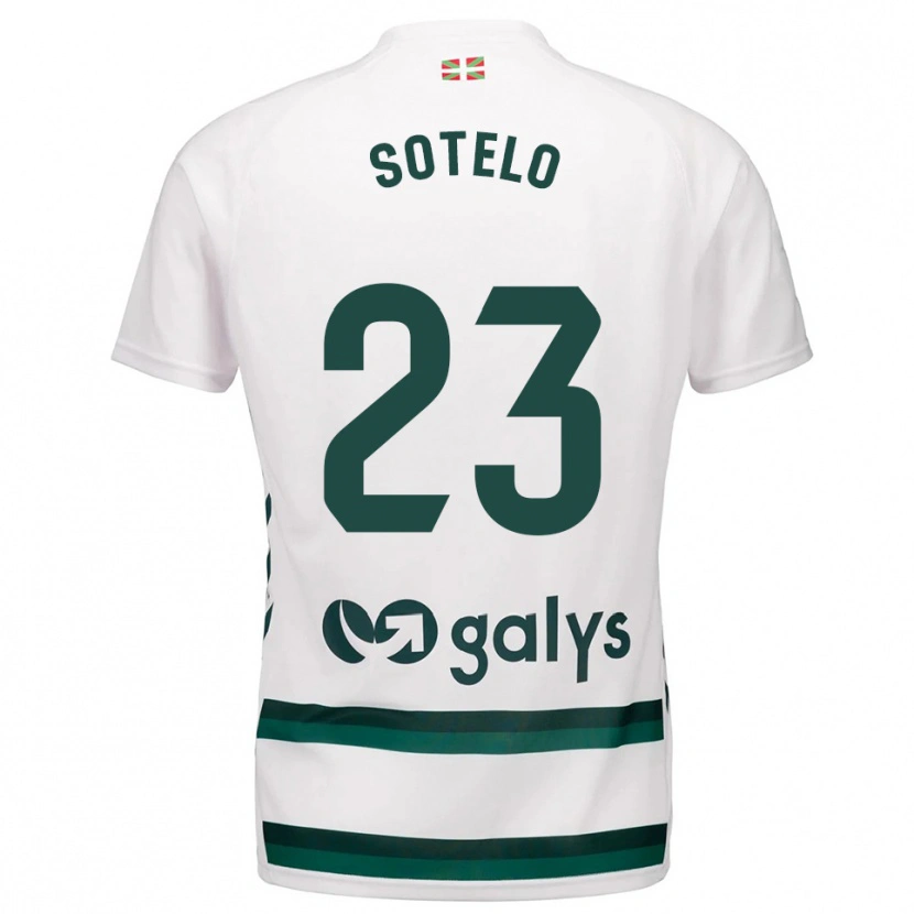 Danxen Bambino Maglia Marcos Sotelo #23 Bianco Verde Kit Gara Away 2025/26 Maglietta