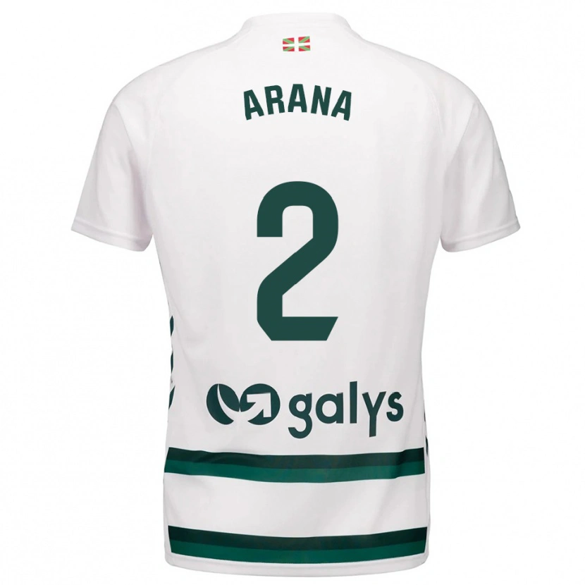 Danxen Bambino Maglia Markel Arana #2 Bianco Verde Kit Gara Away 2025/26 Maglietta