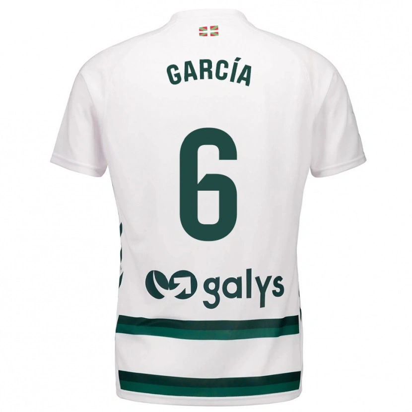 Danxen Bambino Maglia Óscar García #6 Bianco Verde Kit Gara Away 2025/26 Maglietta