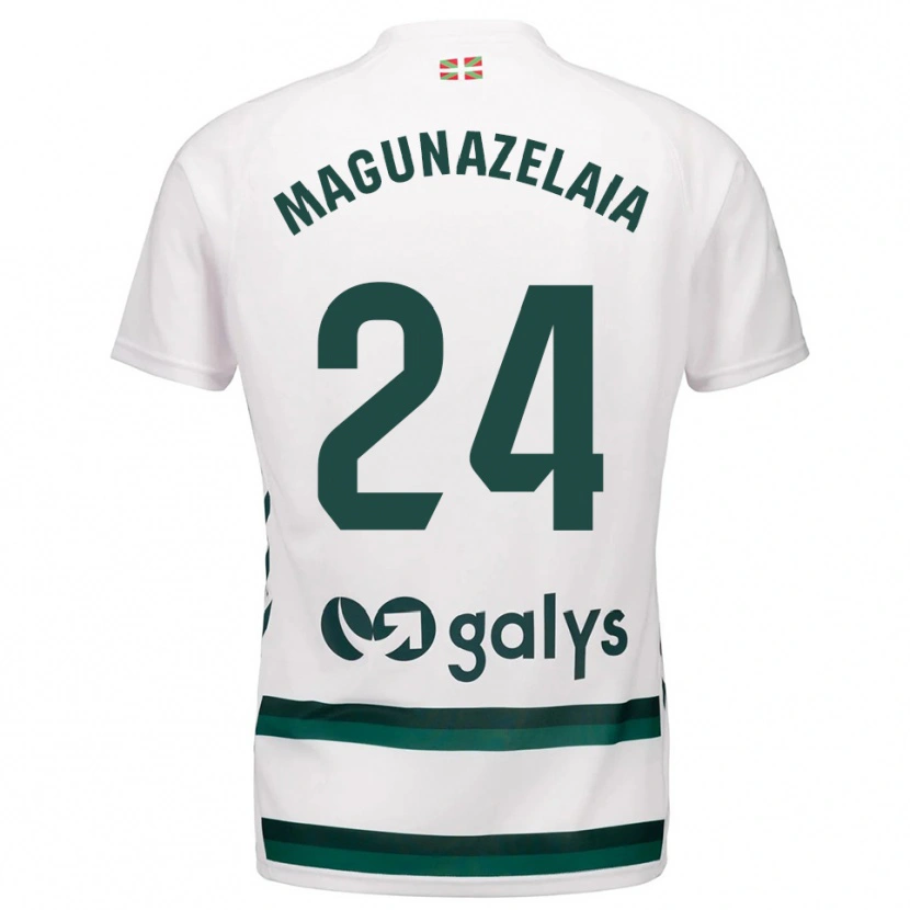 Danxen Bambino Maglia Jon Magunazelaia #24 Bianco Verde Kit Gara Away 2025/26 Maglietta