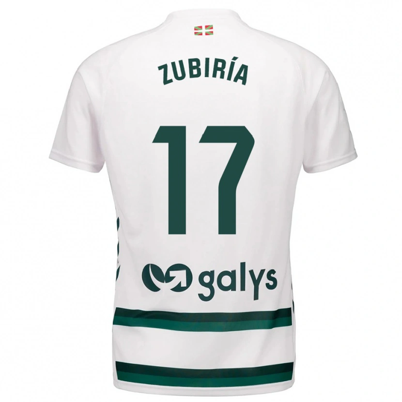 Danxen Bambino Maglia Iker Zubiría #17 Bianco Verde Kit Gara Away 2025/26 Maglietta