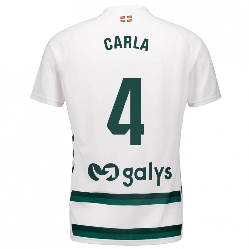 Danxen Bambino Maglia Carla Andrés Abad #4 Bianco Verde Kit Gara Away 2025/26 Maglietta