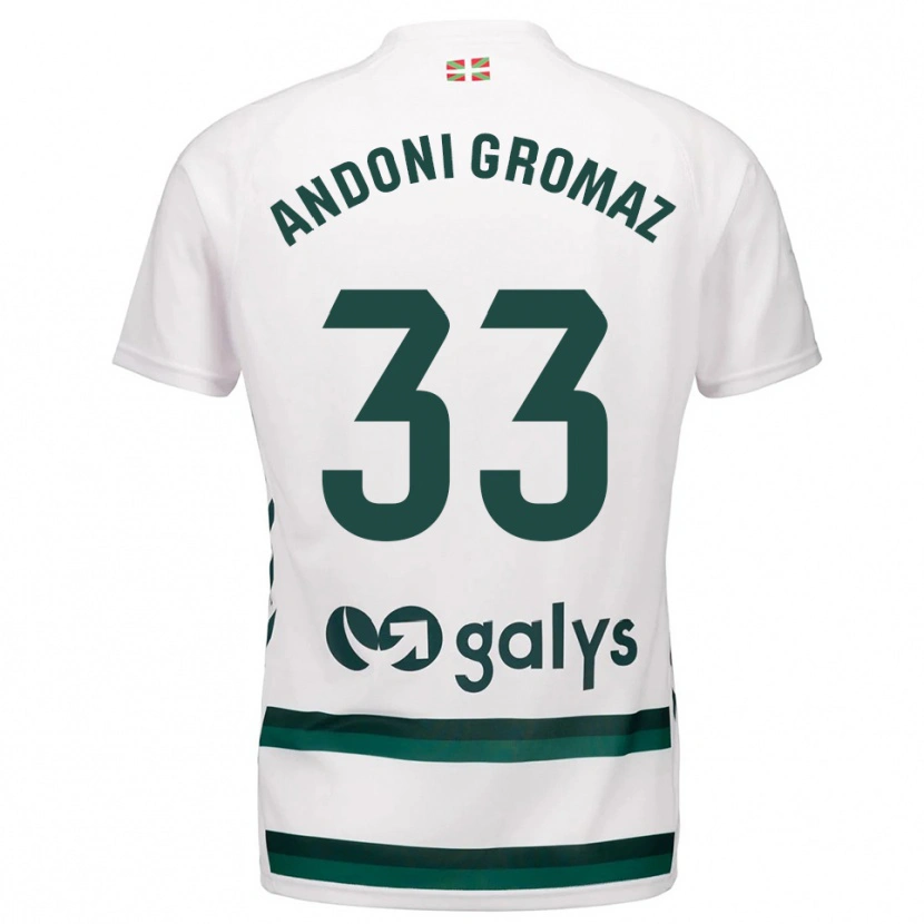 Danxen Bambino Maglia Jon Andoni Gromaz #33 Bianco Verde Kit Gara Away 2025/26 Maglietta