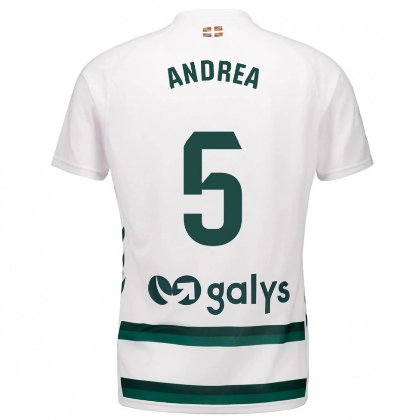 Danxen Bambino Maglia Andrea Sierra Larrauri #5 Bianco Verde Kit Gara Away 2025/26 Maglietta