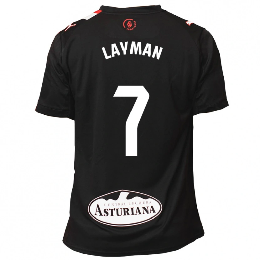 Danxen Bambino Maglia Jhon Layman #7 Nero Bianco Kit Gara Away 2025/26 Maglietta