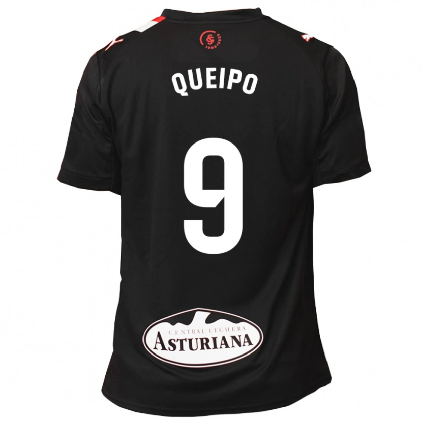 Danxen Bambino Maglia Dani Queipo #9 Nero Bianco Kit Gara Away 2025/26 Maglietta
