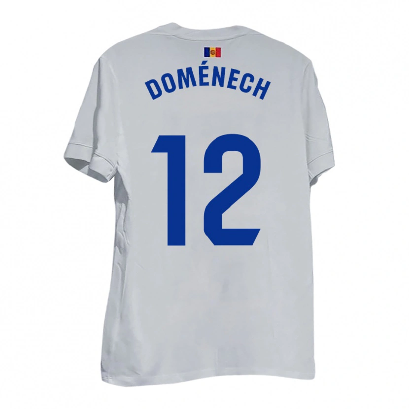 Danxen Bambino Maglia Marc Doménech #12 Bianco Blu Giallo Kit Gara Away 2025/26 Maglietta