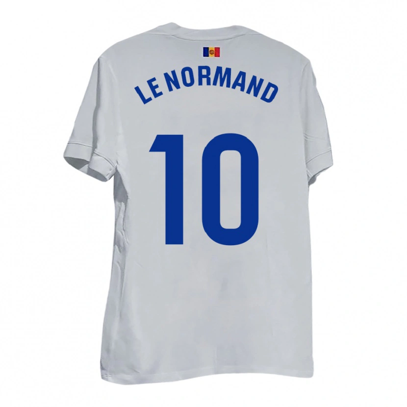 Danxen Bambino Maglia Théo Le Normand #10 Bianco Blu Giallo Kit Gara Away 2025/26 Maglietta