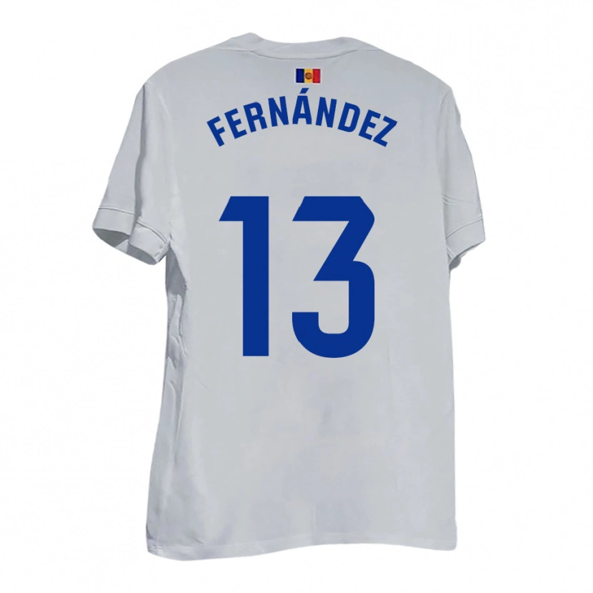 Danxen Bambino Maglia Ferran Fernández #13 Bianco Blu Giallo Kit Gara Away 2025/26 Maglietta
