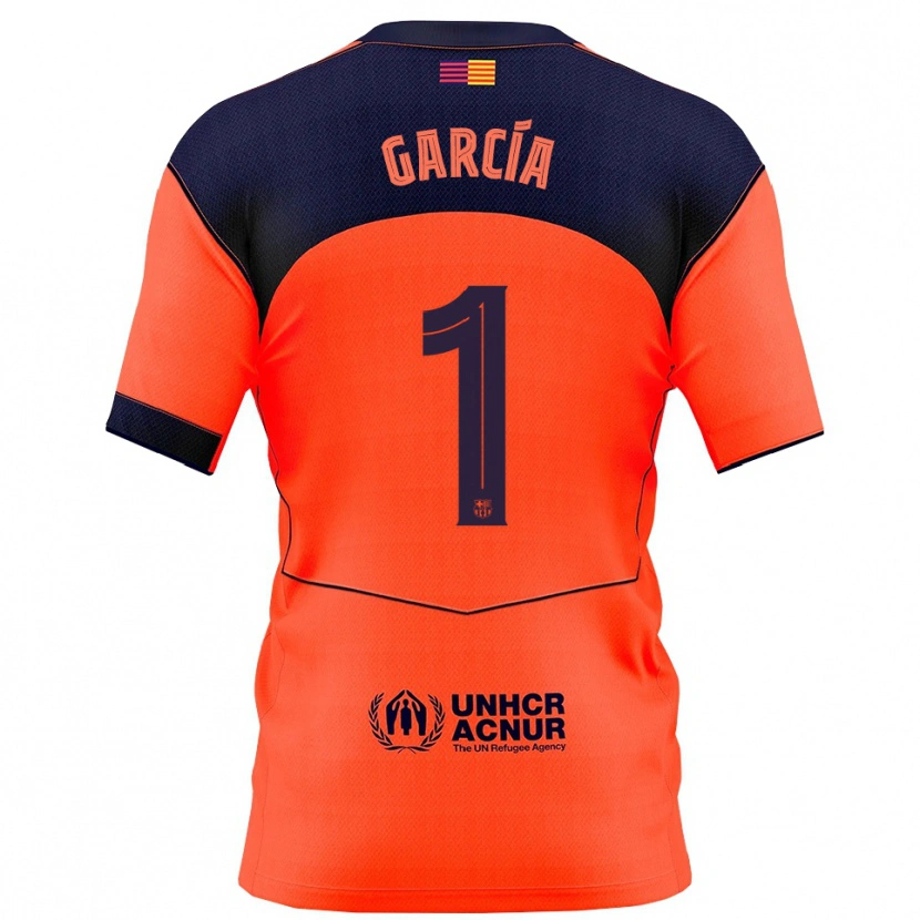 Danxen Bambino Maglia Joan García #1 Arancione Blu Scuro Kit Gara Third 2025/26 Maglietta