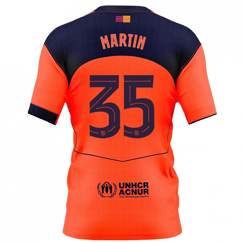 Danxen Bambino Maglia Gerard Martín #35 Arancione Blu Scuro Kit Gara Third 2025/26 Maglietta