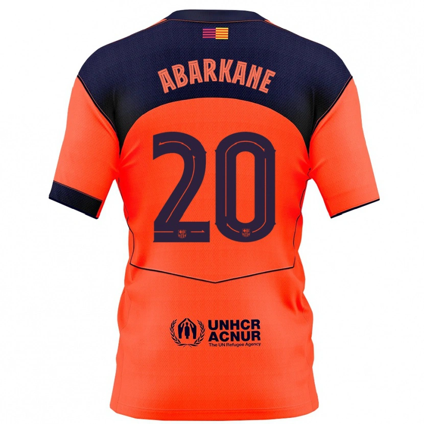 Danxen Bambino Maglia Ahmed Abarkane #20 Arancione Blu Scuro Kit Gara Third 2025/26 Maglietta