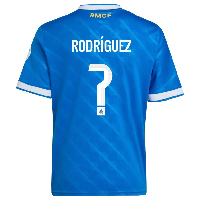 Danxen Bambino Maglia Álvaro Rodríguez #0 Blu Bianco Kit Gara Third 2025/26 Maglietta