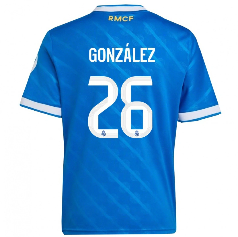 Danxen Bambino Maglia Fran González #26 Blu Bianco Kit Gara Third 2025/26 Maglietta