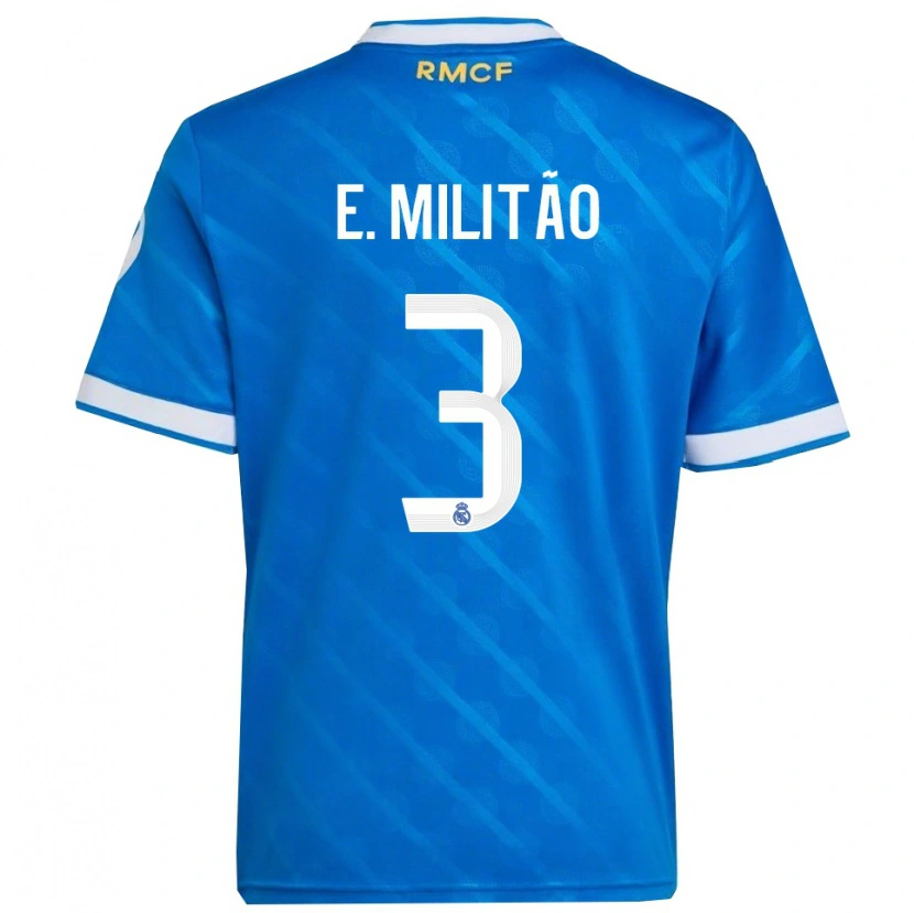 Danxen Bambino Maglia Éder Militão #3 Blu Bianco Kit Gara Third 2025/26 Maglietta