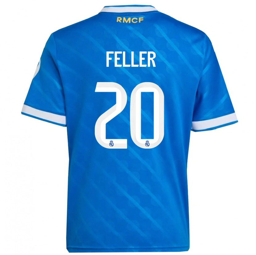 Danxen Bambino Maglia Naomie Feller #20 Blu Bianco Kit Gara Third 2025/26 Maglietta
