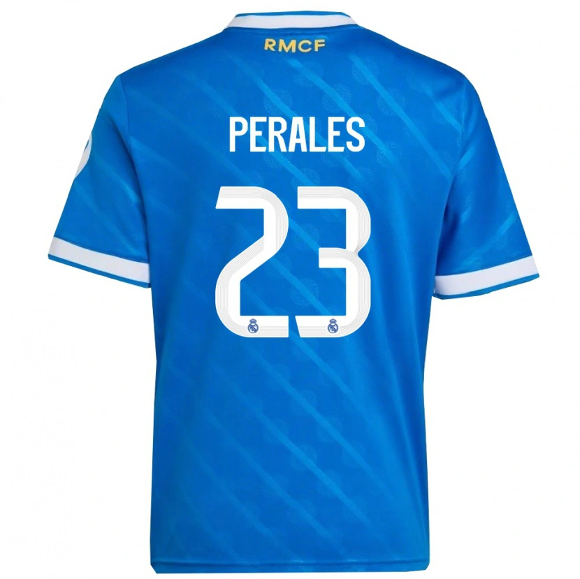 Danxen Bambino Maglia Miguel Perales #23 Blu Bianco Kit Gara Third 2025/26 Maglietta