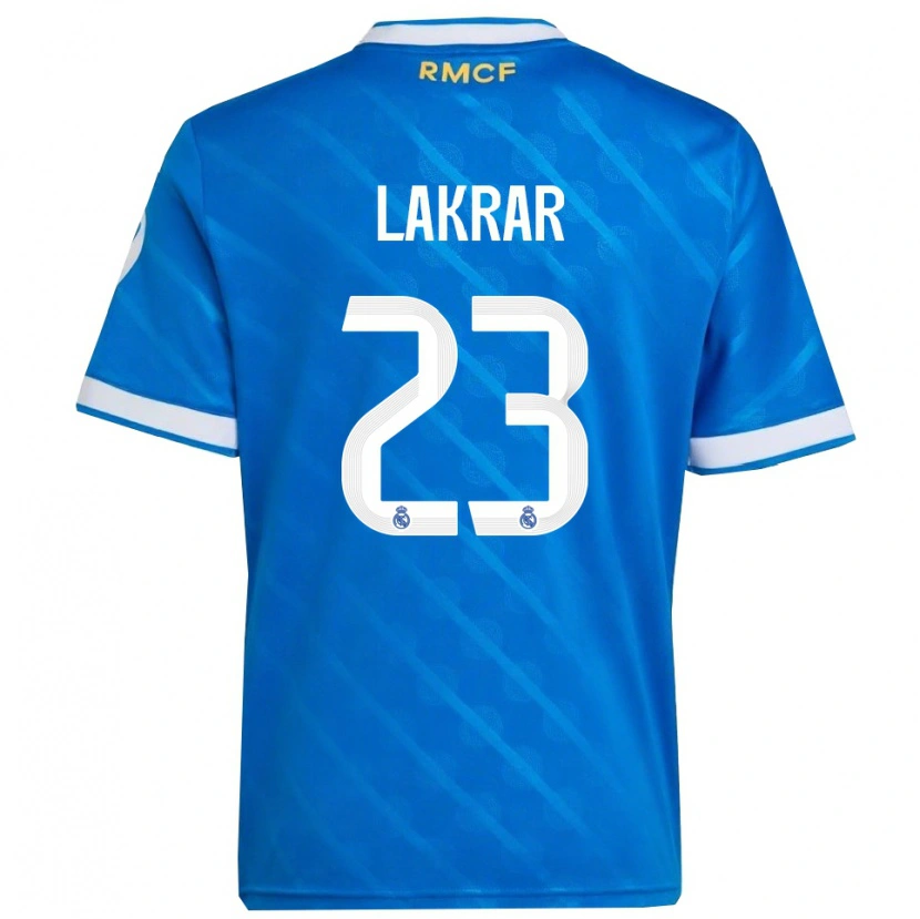 Danxen Bambino Maglia Maëlle Lakrar #23 Blu Bianco Kit Gara Third 2025/26 Maglietta