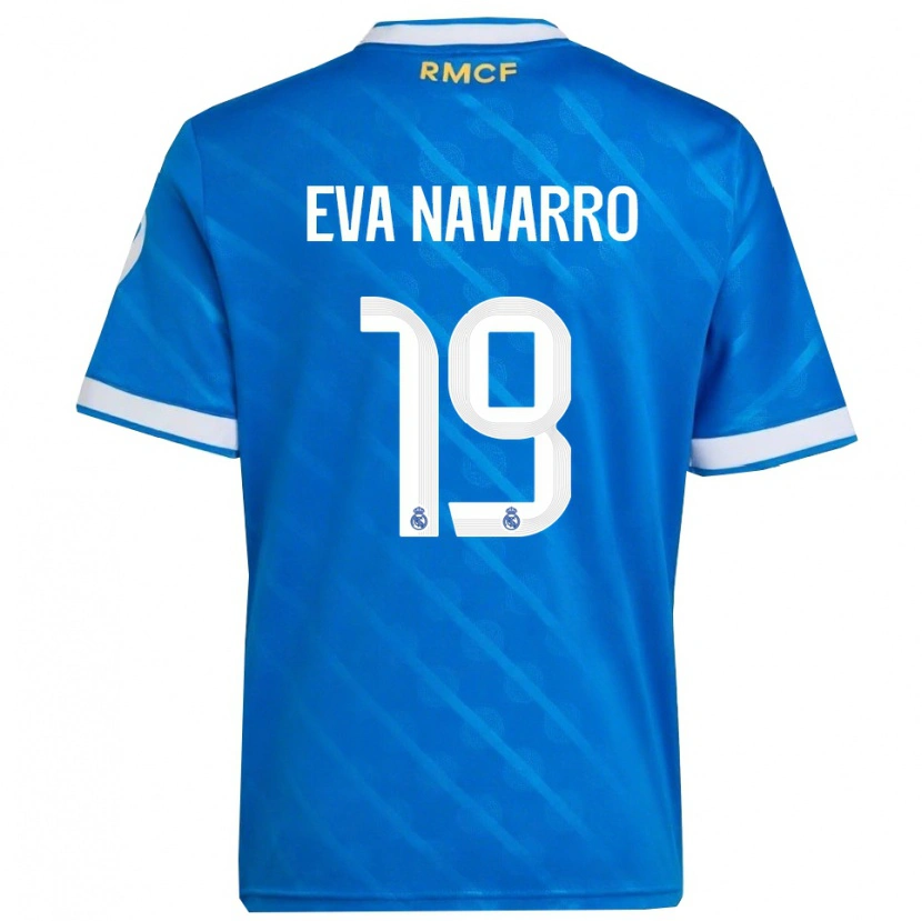 Danxen Bambino Maglia Eva Navarro #19 Blu Bianco Kit Gara Third 2025/26 Maglietta