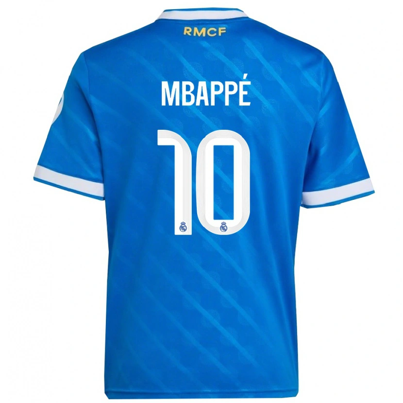 Danxen Bambino Maglia Kylian Mbappé #10 Blu Bianco Kit Gara Third 2025/26 Maglietta