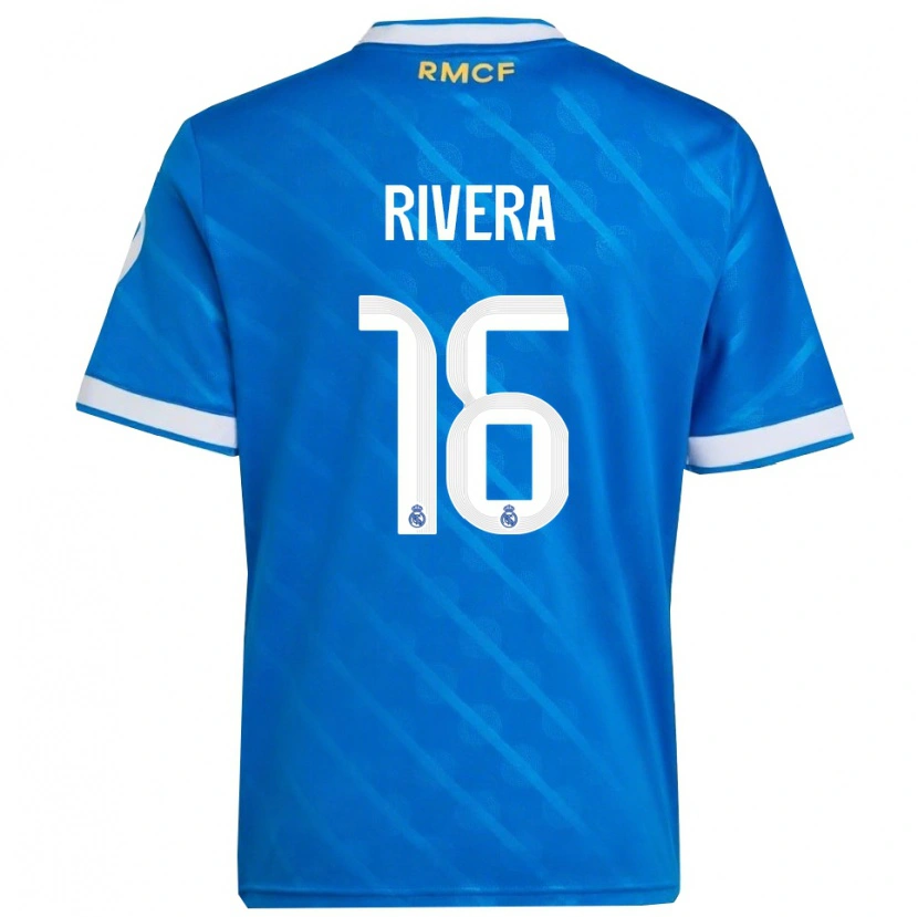 Danxen Bambino Maglia Pol Rivera #16 Blu Bianco Kit Gara Third 2025/26 Maglietta