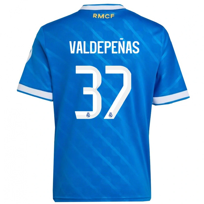 Danxen Bambino Maglia Víctor Valdepeñas #37 Blu Bianco Kit Gara Third 2025/26 Maglietta