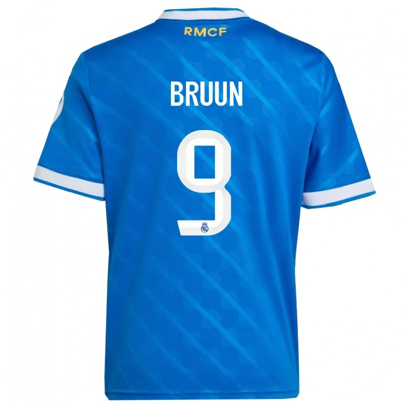 Danxen Bambino Maglia Signe Bruun #9 Blu Bianco Kit Gara Third 2025/26 Maglietta