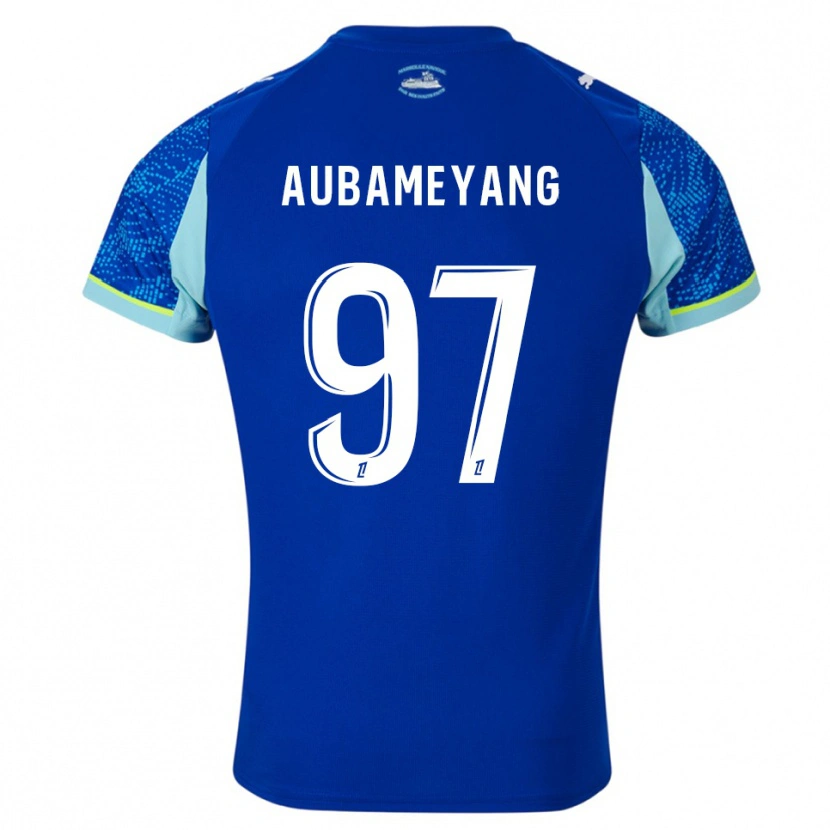 Danxen Bambino Maglia Pierre-Emerick Aubameyang #97 Azzurro Bianco Kit Gara Third 2025/26 Maglietta