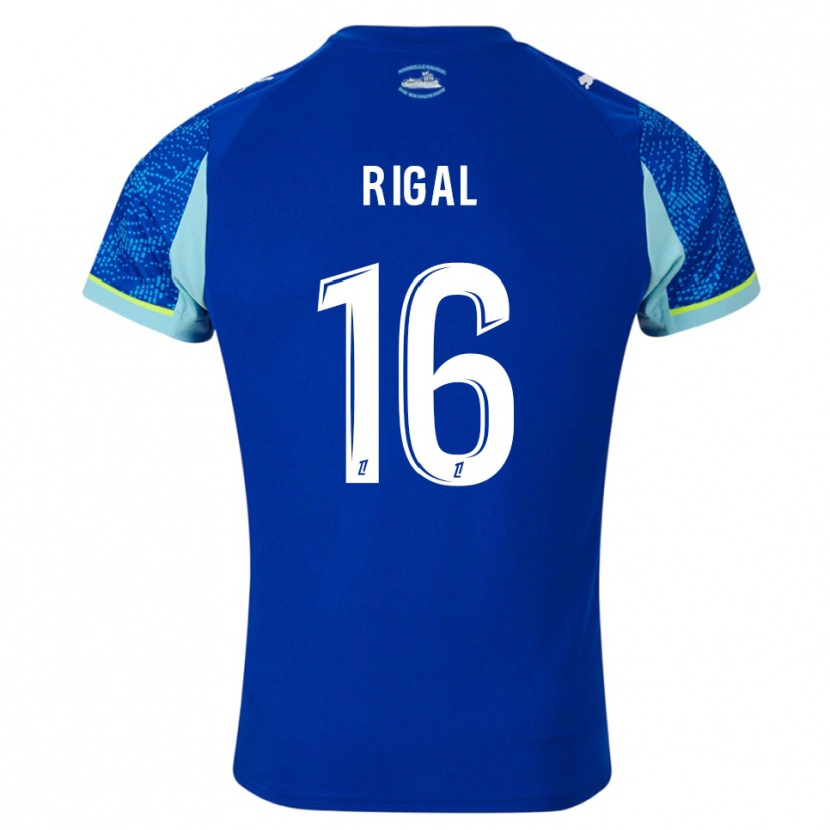 Danxen Bambino Maglia Pablo Rigal #16 Azzurro Bianco Kit Gara Third 2025/26 Maglietta