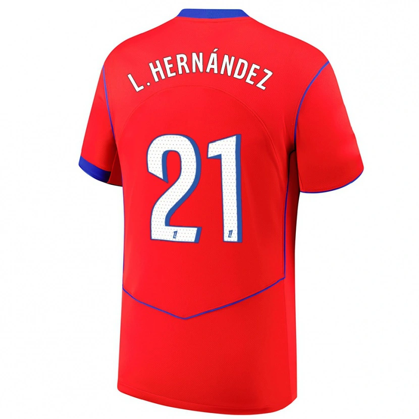 Danxen Bambino Maglia Lucas Hernández #21 Rosso Blu Bianco Kit Gara Third 2025/26 Maglietta