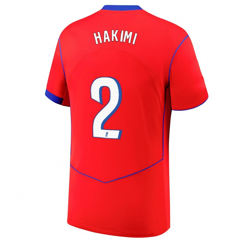Danxen Bambino Maglia Achraf Hakimi #2 Rosso Blu Bianco Kit Gara Third 2025/26 Maglietta